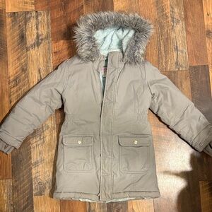 Cat & Jack Gray Parka with Faux Fur Hood